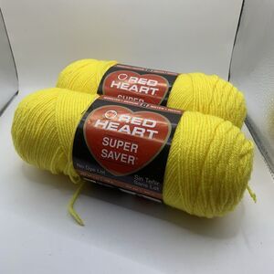 Red Heart Super Saver Yarn, 2 Skeins Bright Yellow, 7 Oz. 364 Yds